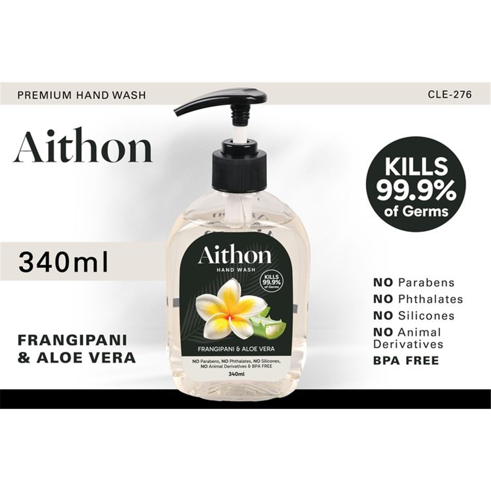 Aithon Liquid Hand Wash Soap 340ml Frangipani & Aloe Vera Pump B